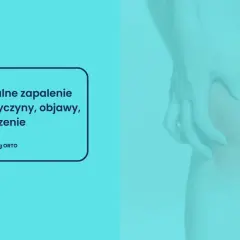 Dłonie uciskają kolano, sugerując ból związany z reumatoidalnym zapaleniem stawów.